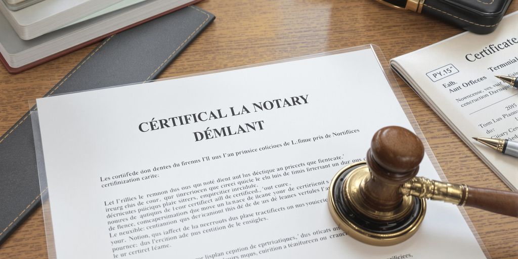 Noter onaylı Fransızca belge ve mührü.