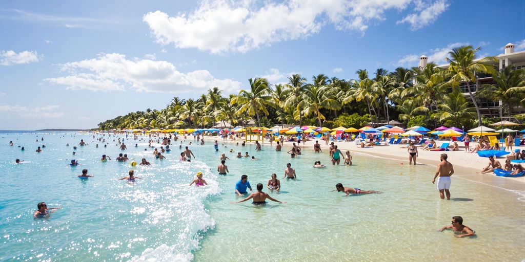 Families enjoying beach activities at Garza Blanca Resort.