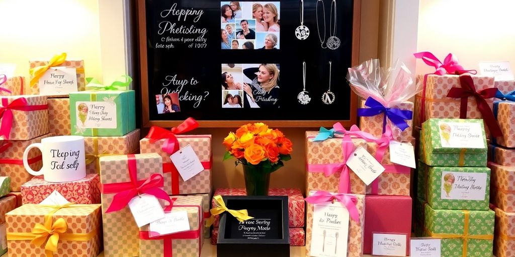 Colorful personalized gifts beautifully arranged for special occasions.