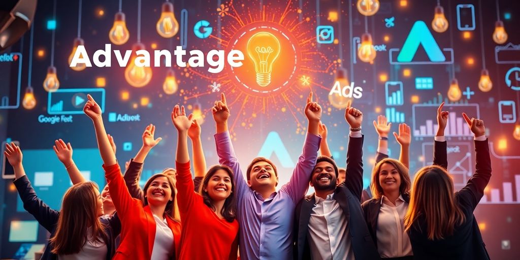 Empresários felizes comemorando sucesso em marketing digital.