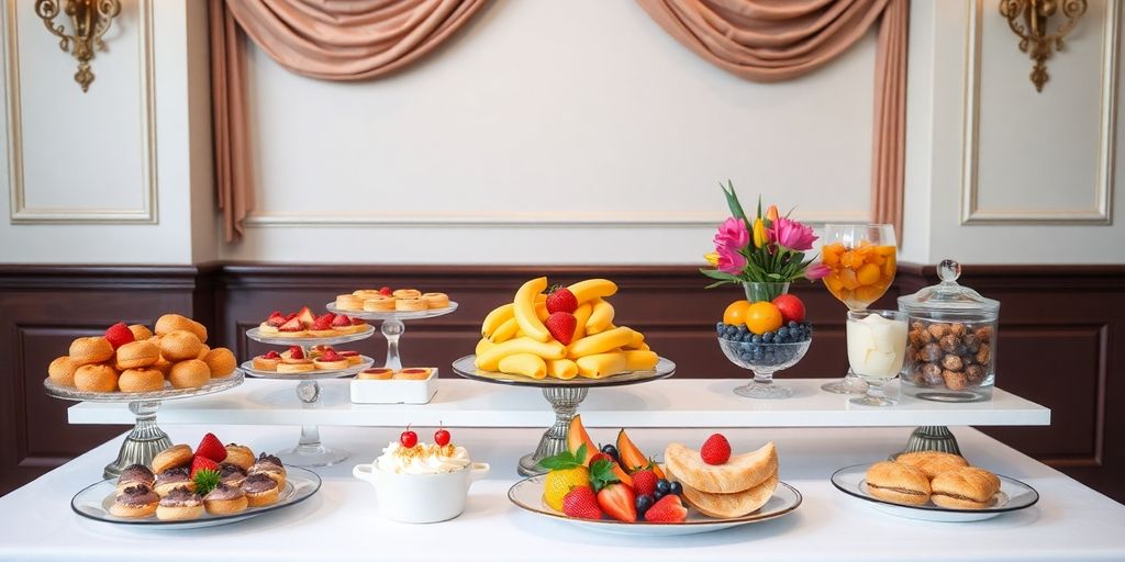 เบรคขนมจัดเรียงสวยงามและมีสีสัน