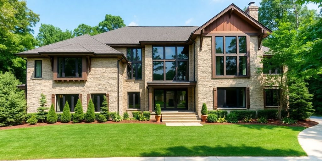 Modern custom home exterior in Druid Hills.