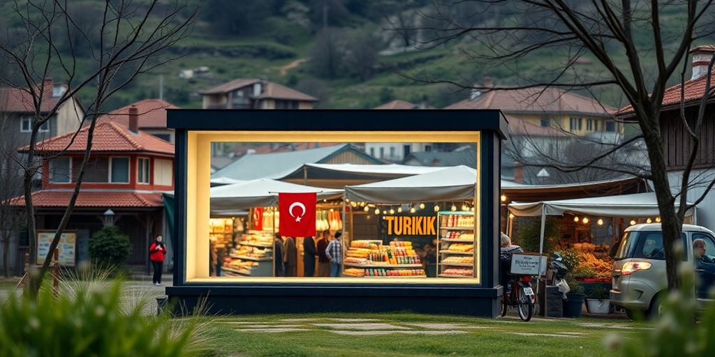 Türkiye haritası üzerinde e-ticaret simgeleri.