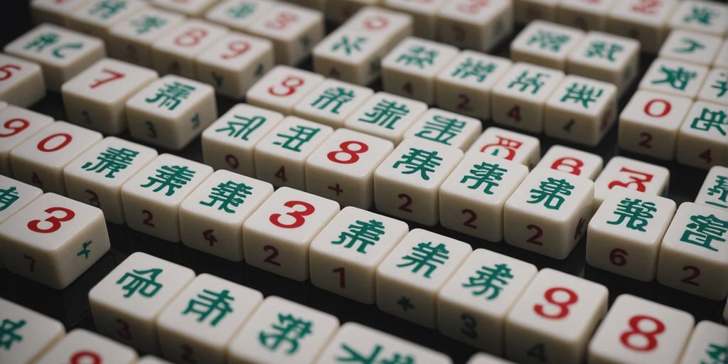 Mahjong tiles with numbers for easy identification