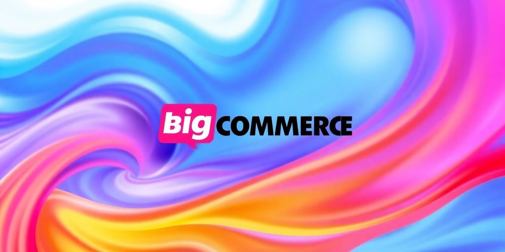 BigCommerce logo with abstract colorful flowing shapes.