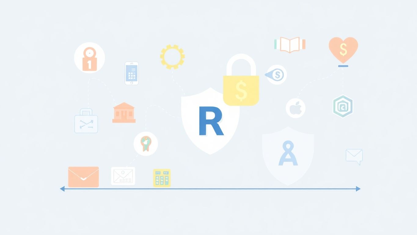 Illustrasjon av varemerkeregistrering med myke farger.