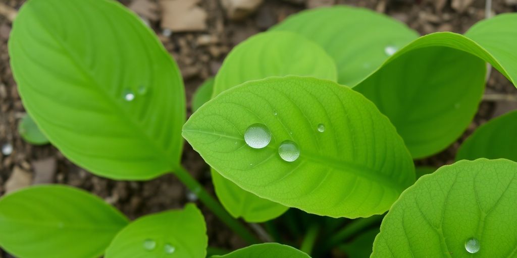 Nærbilde av groblad med grønne blader.