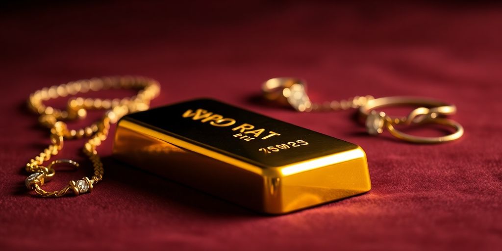 Une barre d'or sur un fond en velours.