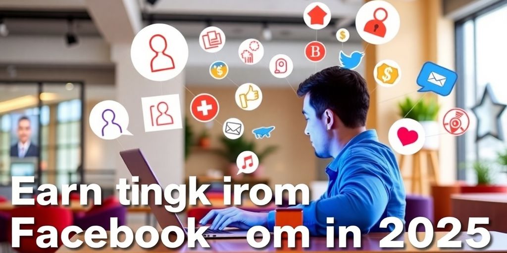 شخص يستخدم اللابتوب مع رموز وسائل التواصل الاجتماعي