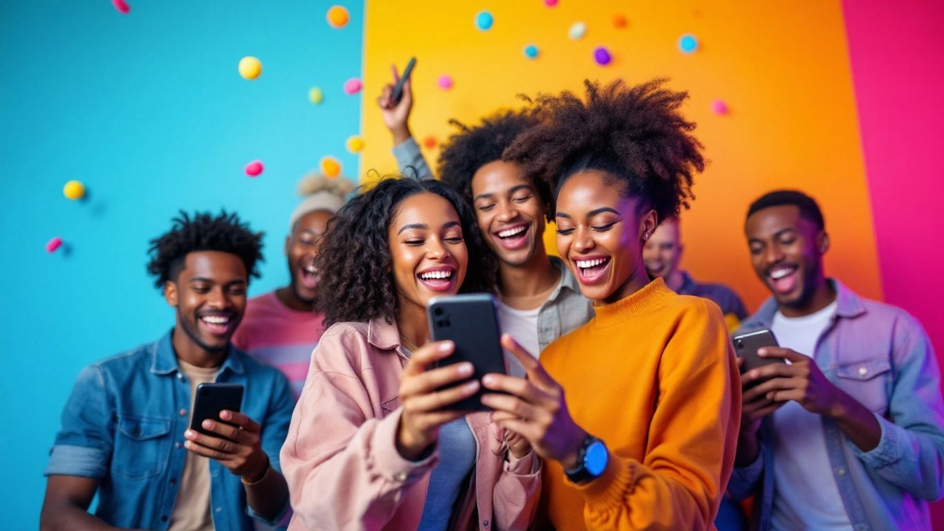 People using smartphones for TikTok content creation.