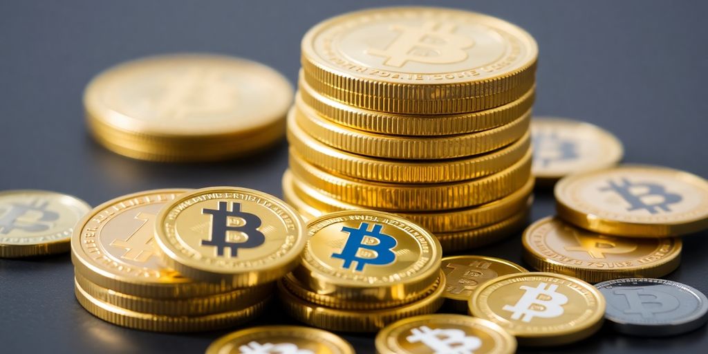 Pièces d'or et icônes de cryptomonnaies