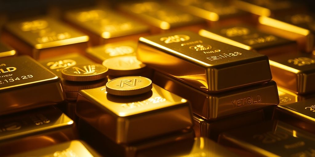 Lingots d'or et pièces brillantes