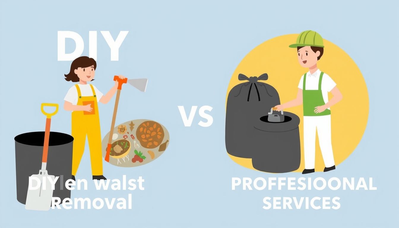 Person comparing DIY and professional garden waste removal