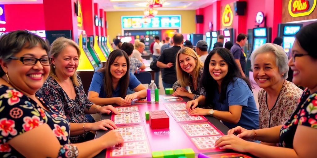 Masayang mga tao na naglalaro ng Bingo Plus