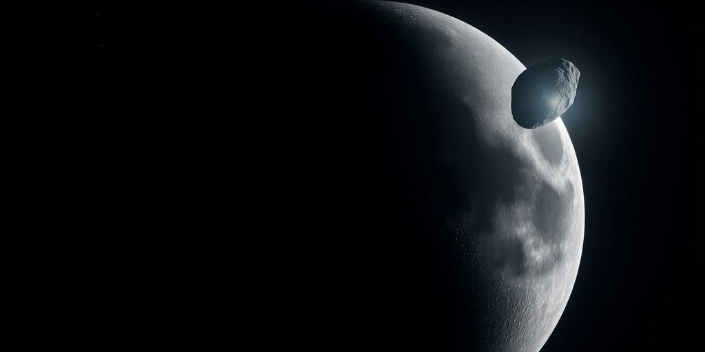 Photographie de la Lune et un astéroïde approchant.