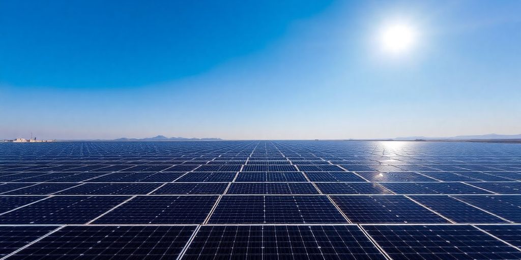 Panneaux solaires sous ciel bleu
