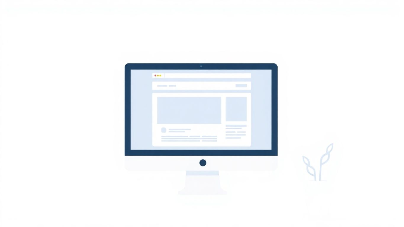 Illustrasjon av dataskjerm med nettsidevisning.