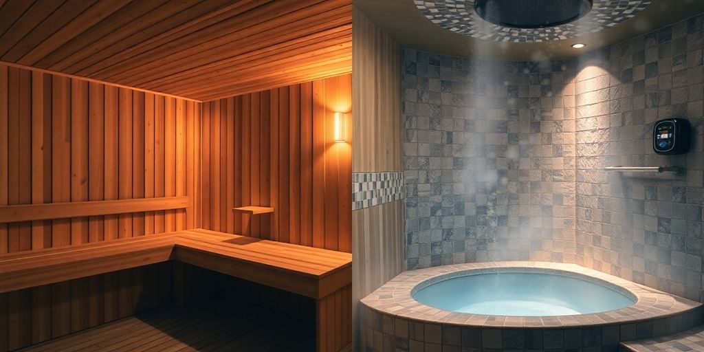 Sauna and steam room side by side.