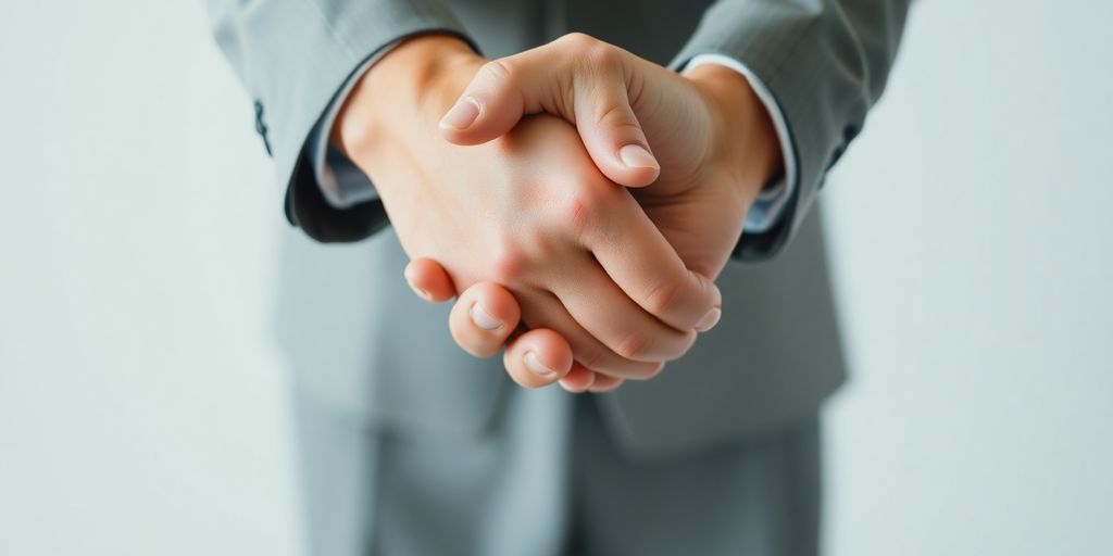 Diplomatie économique : mains se serrant dans un cercle.