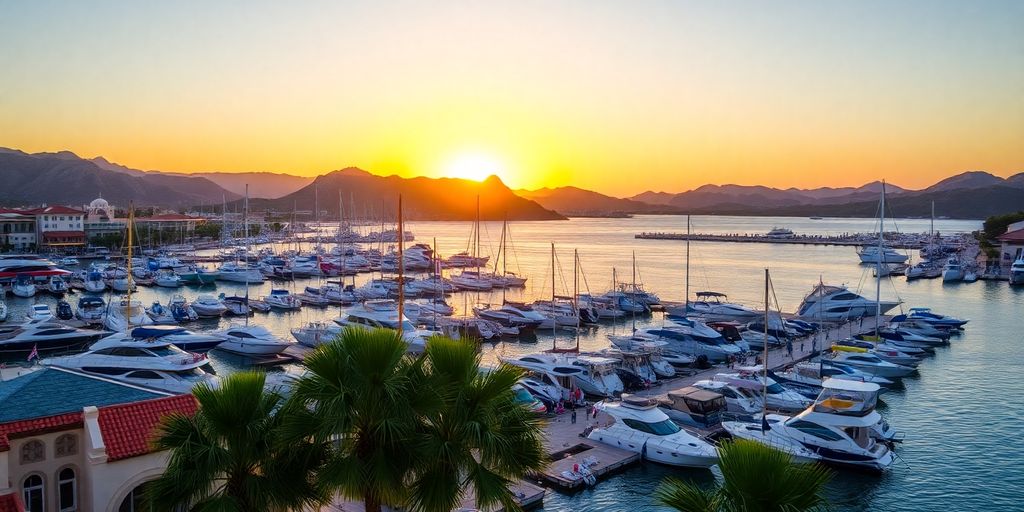 Boats sailing near downtown Cabo San Lucas.