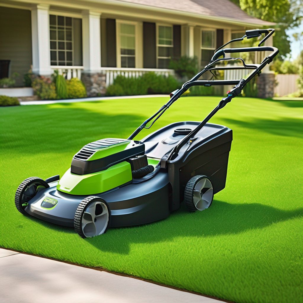 lush green lawn with weed management tools
