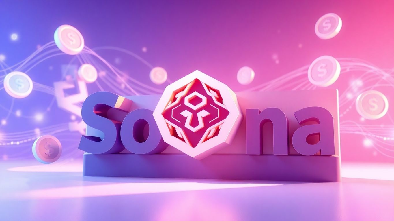 Solana blockchain and crypto trading symbols.