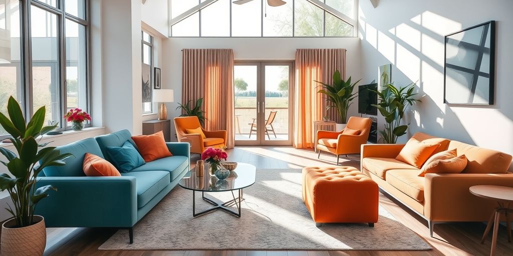 Modern interior design with stylish furniture and decor.