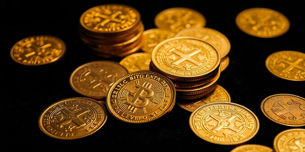 Pièces d'or antiques sur fond sombre