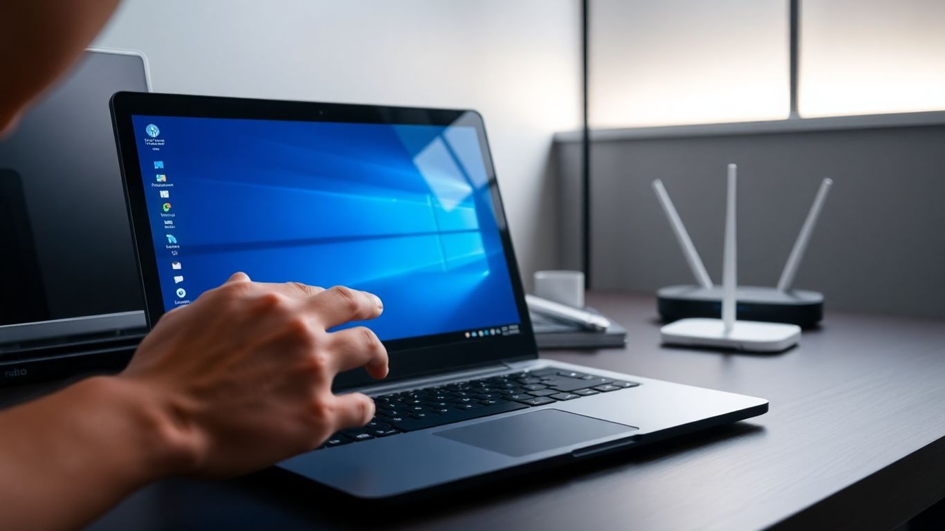 Pessoa solucionando conexão Wi-Fi limitada no Windows 10