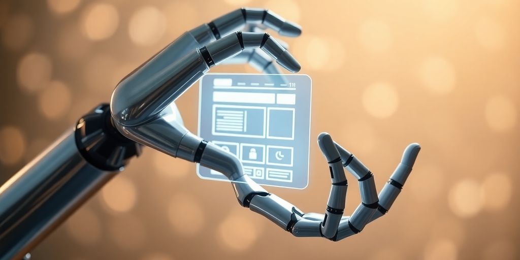 Robotska ruka radi na veb-sajtu sa AI asistentom