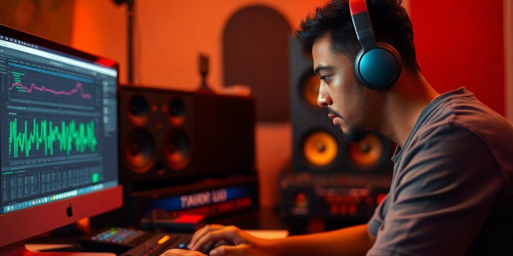 A person using a digital audio workstation.