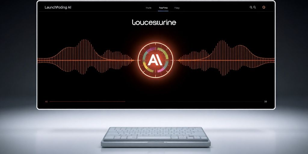 LaunchPod AI platform with audio wave.