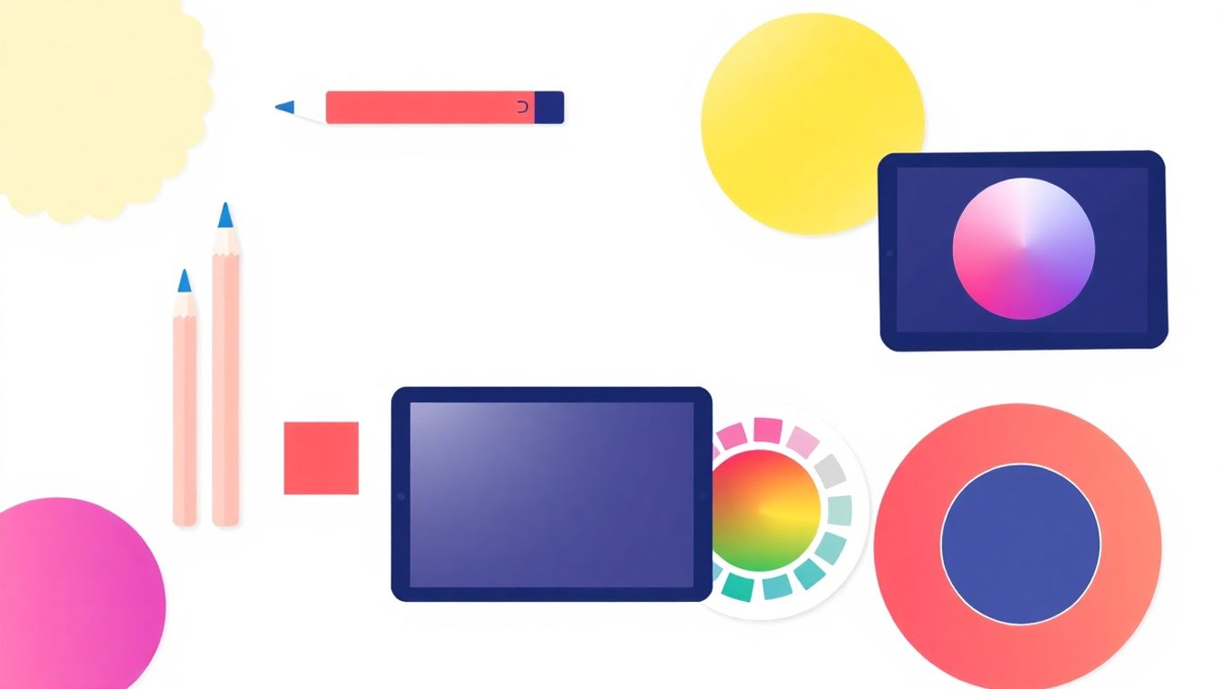 Illustrasjon av designverktøy for logo design.