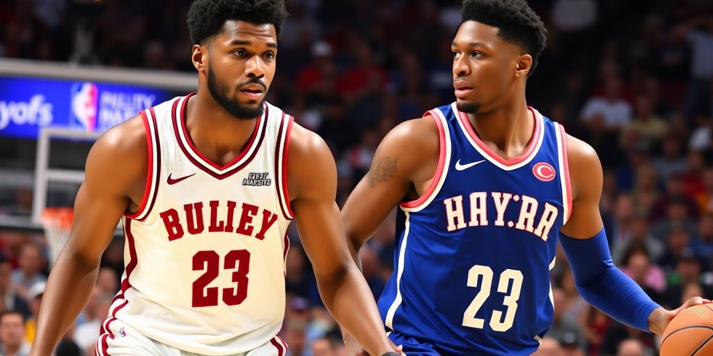 Jimmy Butler and Tyler Herro competing on the court.