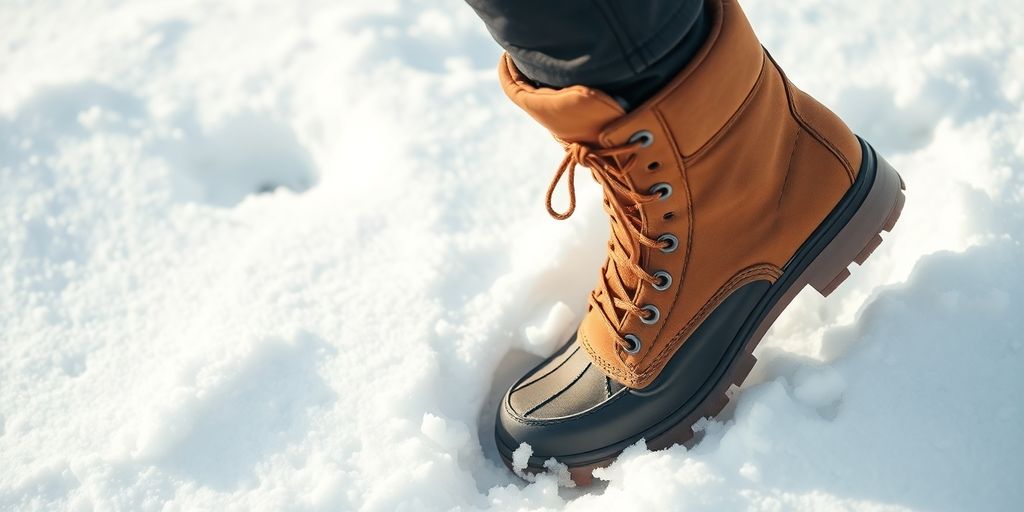 Warm boots in snow