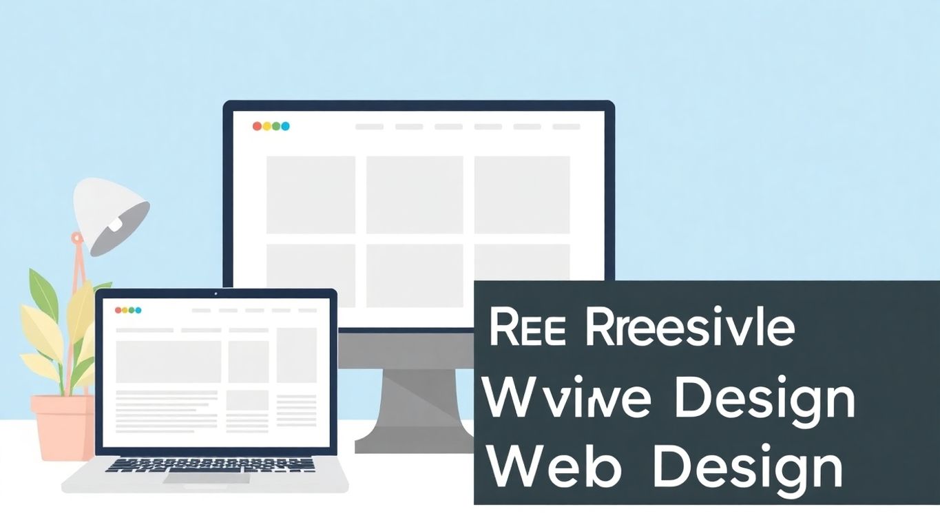 Responsivt webdesign med moderne, flate illustrasjoner.