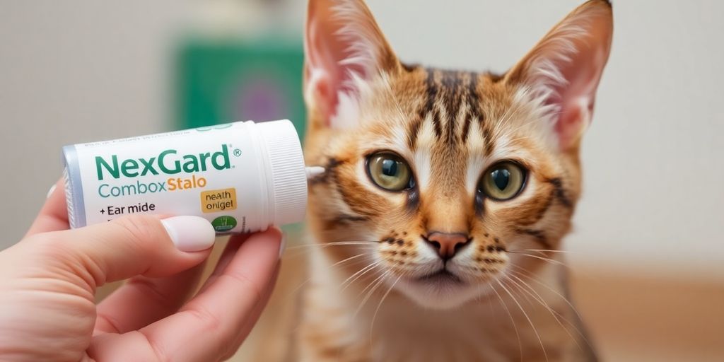 Cat receiving NexGard Combo treatment.