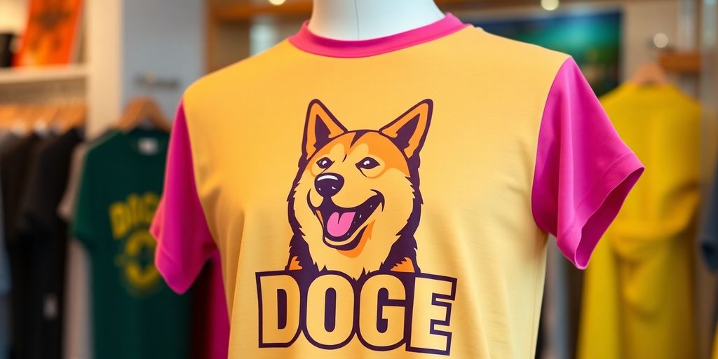 Classic DOGE branding t-shirt on mannequin display.