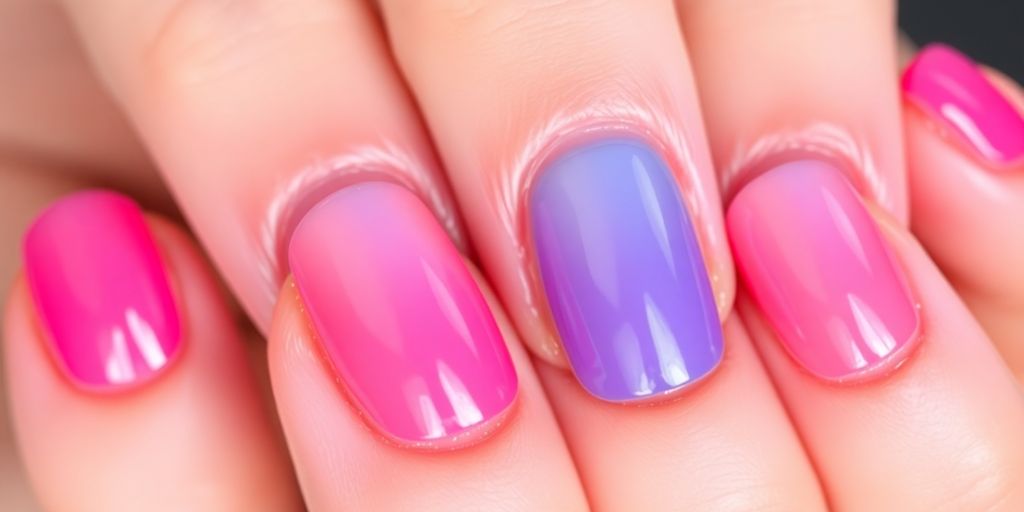 Unhas com esmalte em gel brilhante e bem feito.