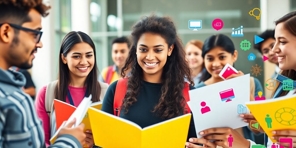 Estudantes a escolher cursos de ensino superior.