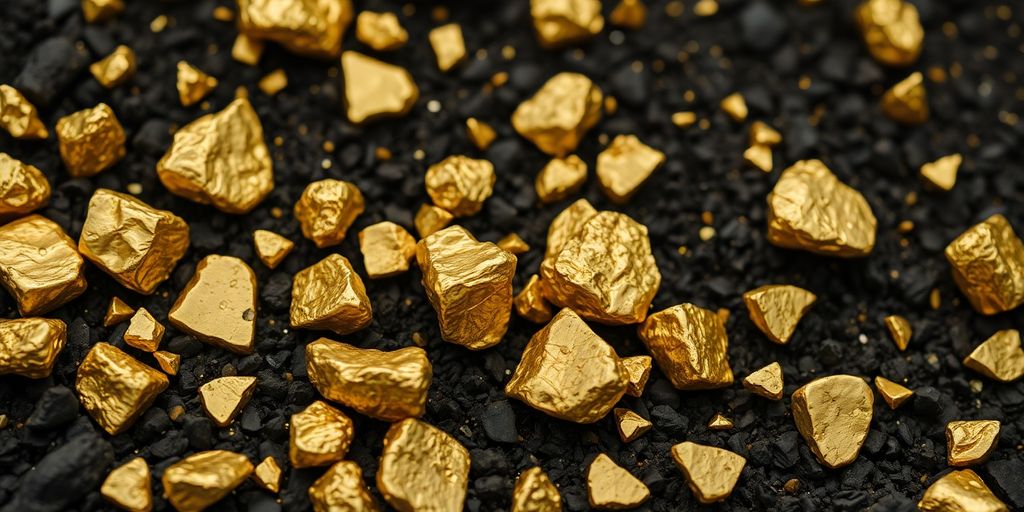 Des échantillons d'or extraits de la terre