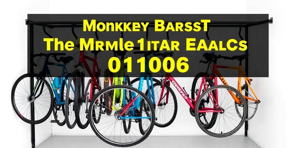 Monkey Bars 01006 bike storage with six bikes organized.