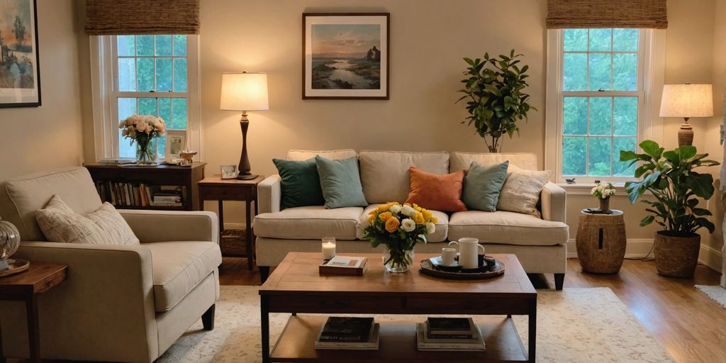 Cozy Airbnb living room with plush furniture