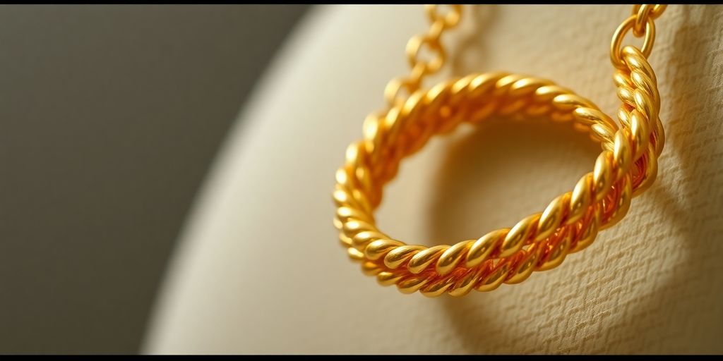 Bijoux en or brillant sur fond neutre.