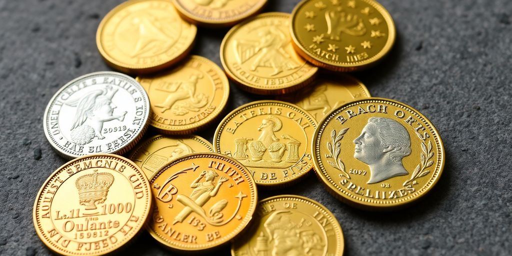 Une collection de pièces d'or françaises.