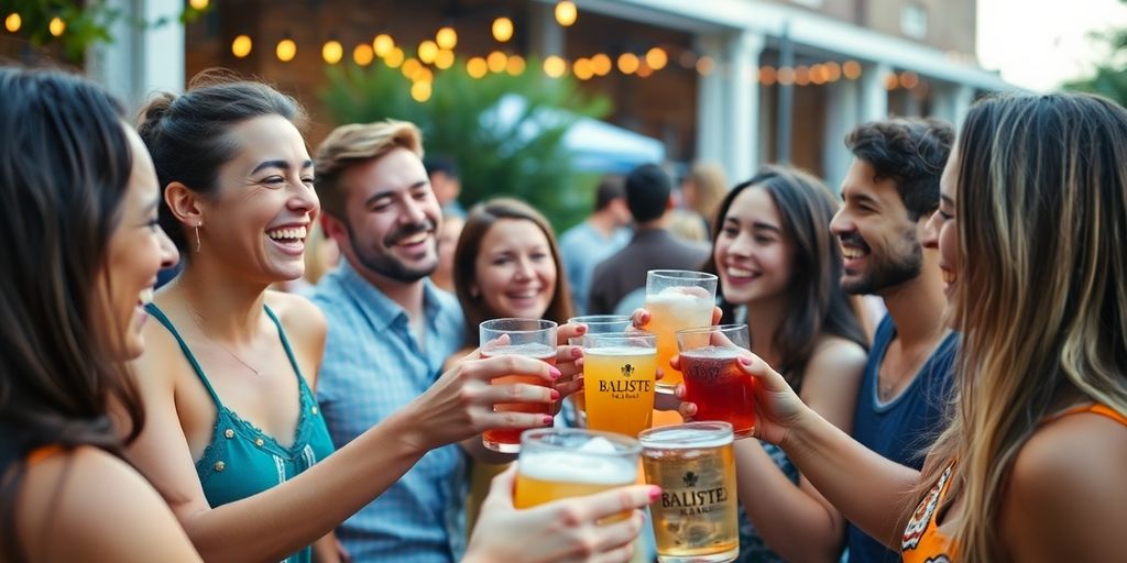 Friends enjoying non-alcoholic drinks at a gathering.
