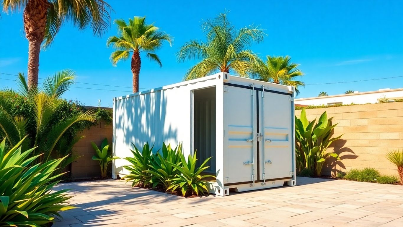 Storage containers in LA home backyard