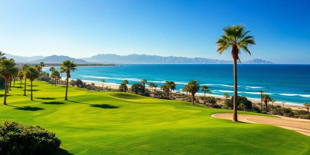Pristine golf course with ocean backdrop in Cabo