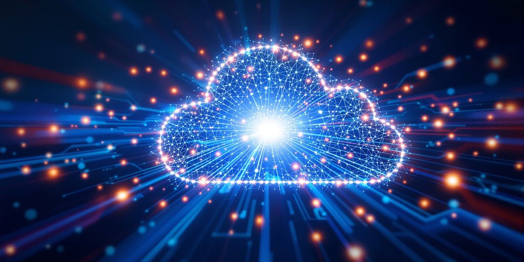 Office 365 cloud with connected pathways.