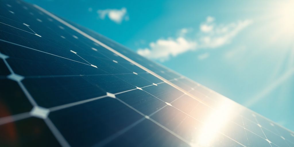 Panneau solaire sous soleil éclatant